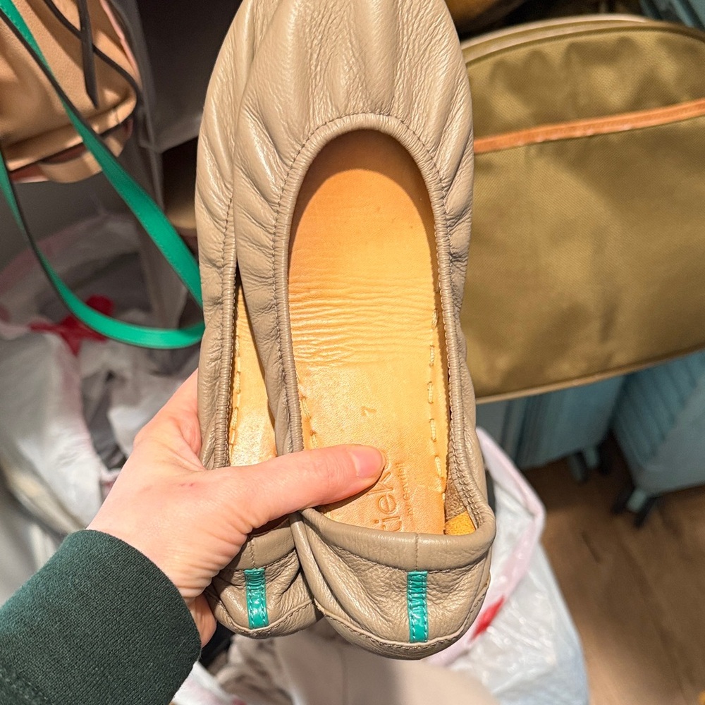 Tieks Taupe Leather Ballet Flats